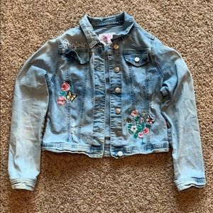 Justice embroidered denim jacket